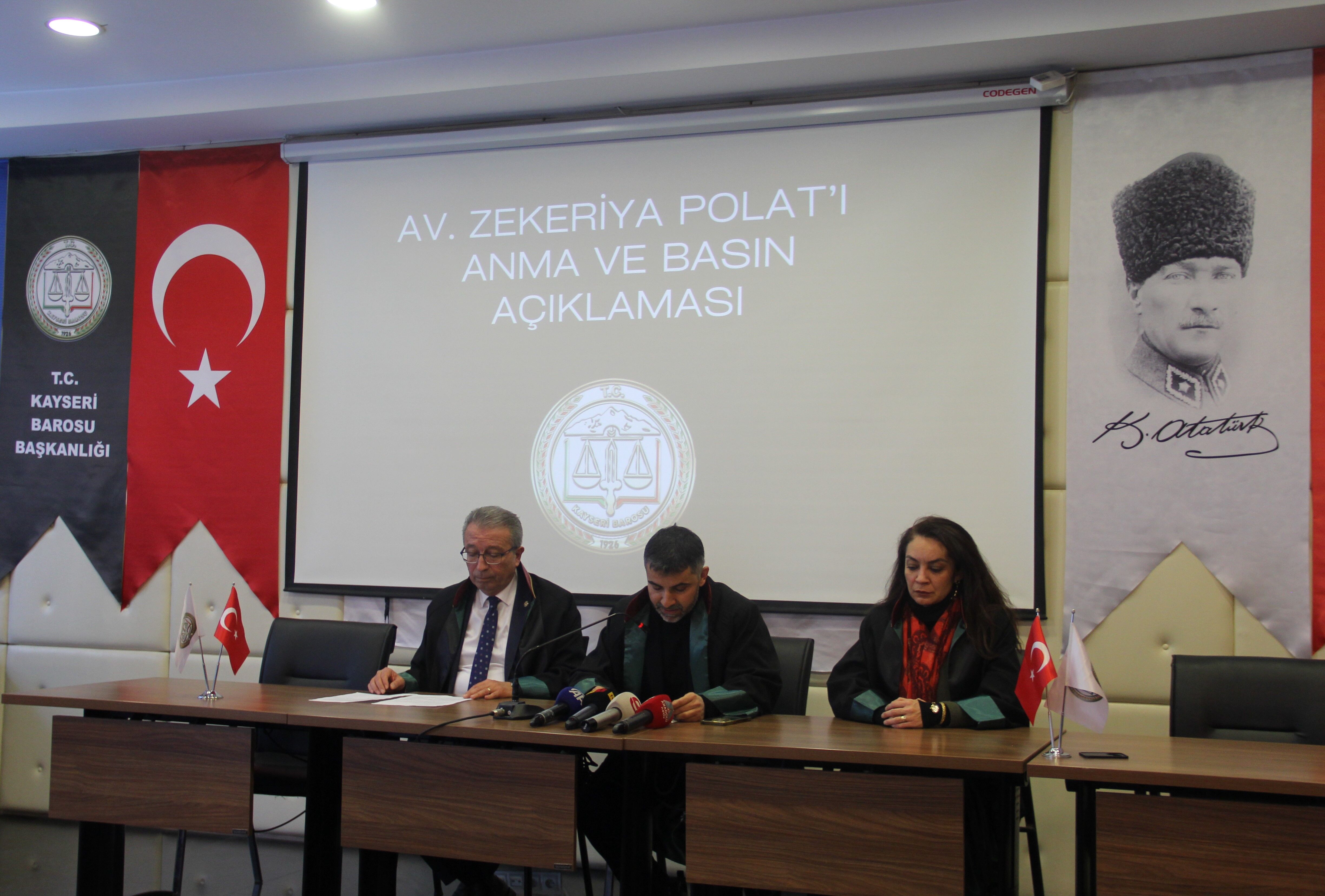 Kayseri Barosundan Yalova'da saldırı sonucu hayatını kaybeden avukat için basın açıklaması