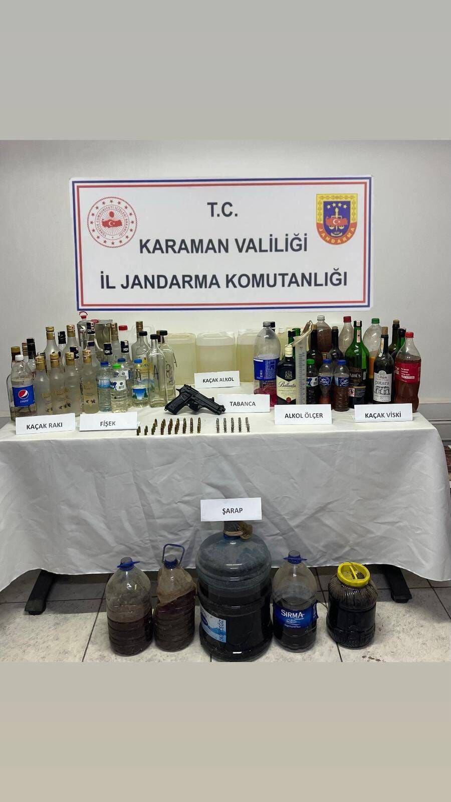 Karaman'da kaçak içki operasyonunda 2 şüpheli yakalandı
