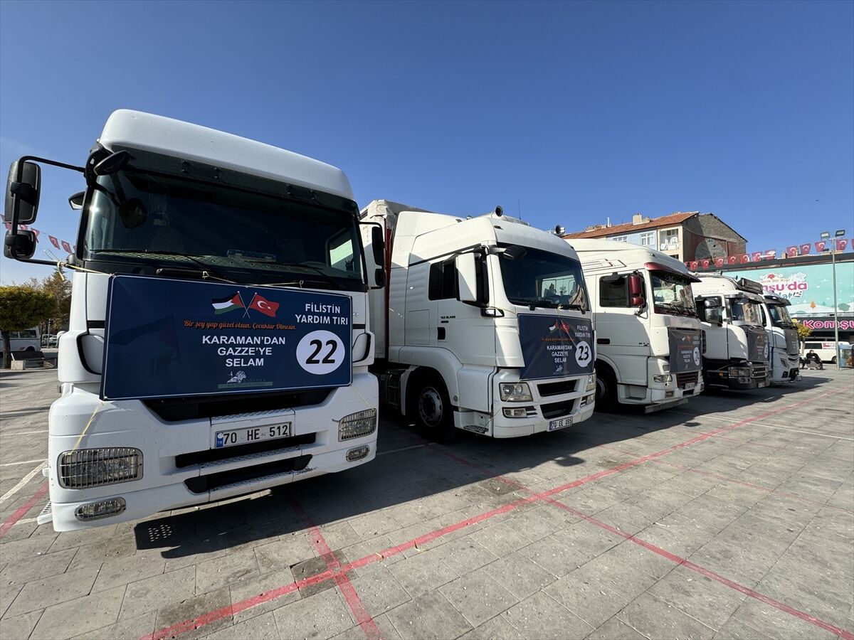 Karaman'dan Gazze'ye 6 tır gıda malzemesi gönderildi