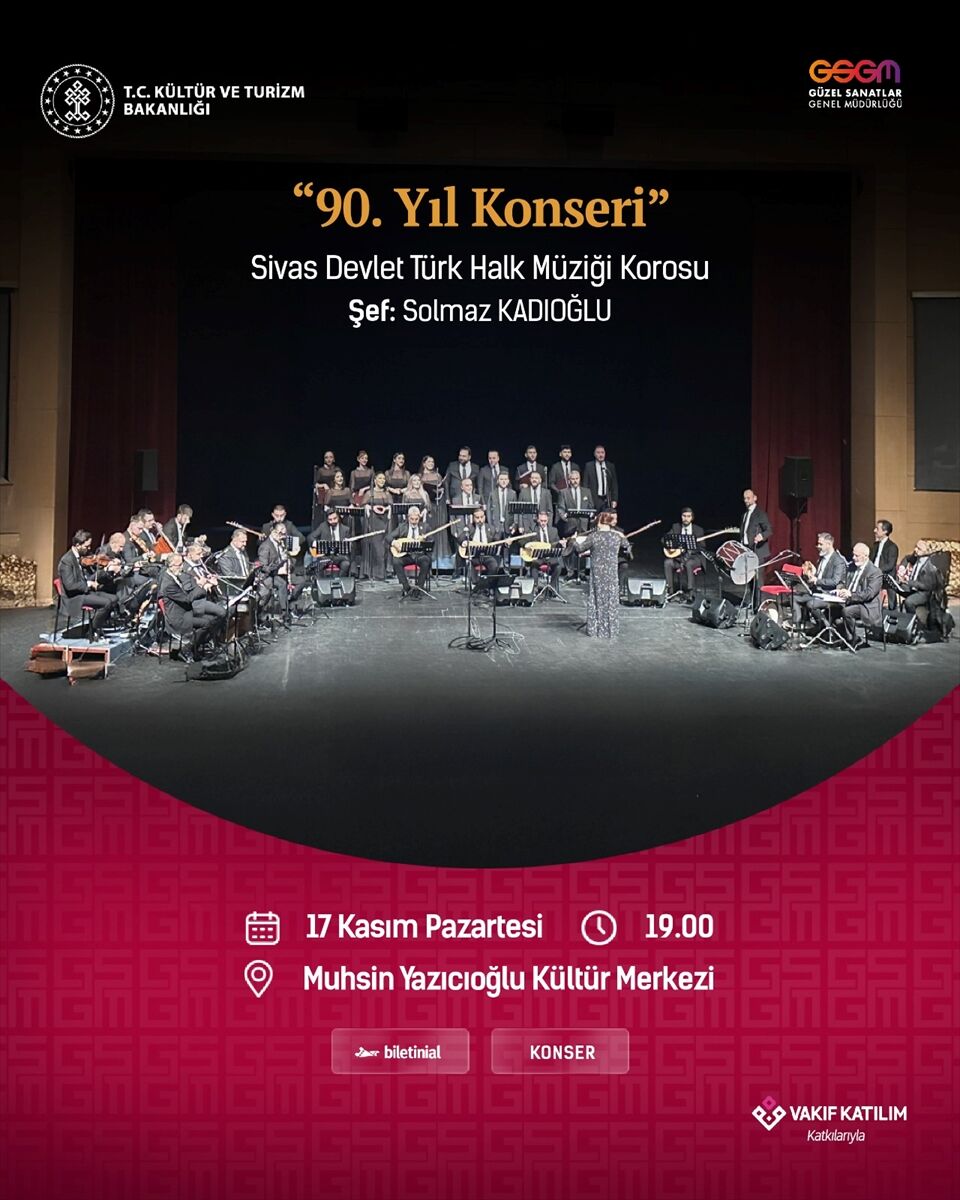 Sivas'ta Güzel Sanatlar Genel Müdürlüğünün kuruluşunun 90. yılı konserle kutlanacak