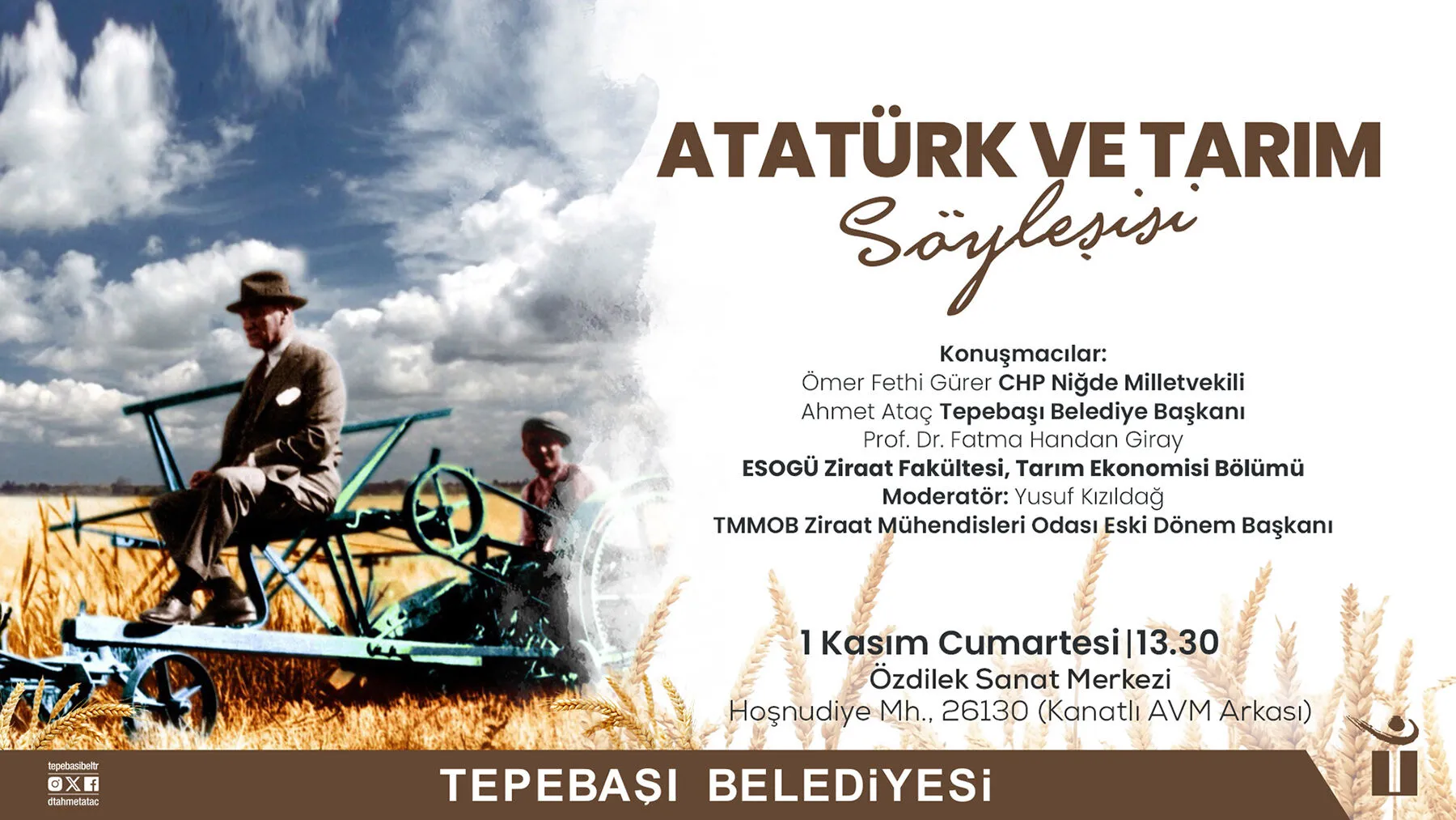 Atatürk ve Tarım  söyleşisi düzenlenecek
