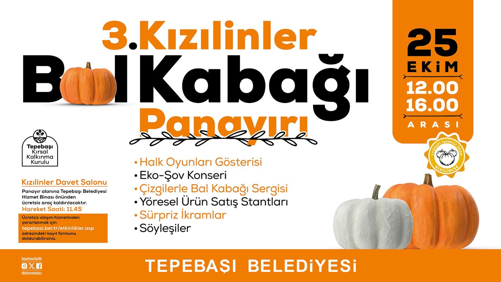 Kızılinler bal kabağı panayırı 25 Ekim'de