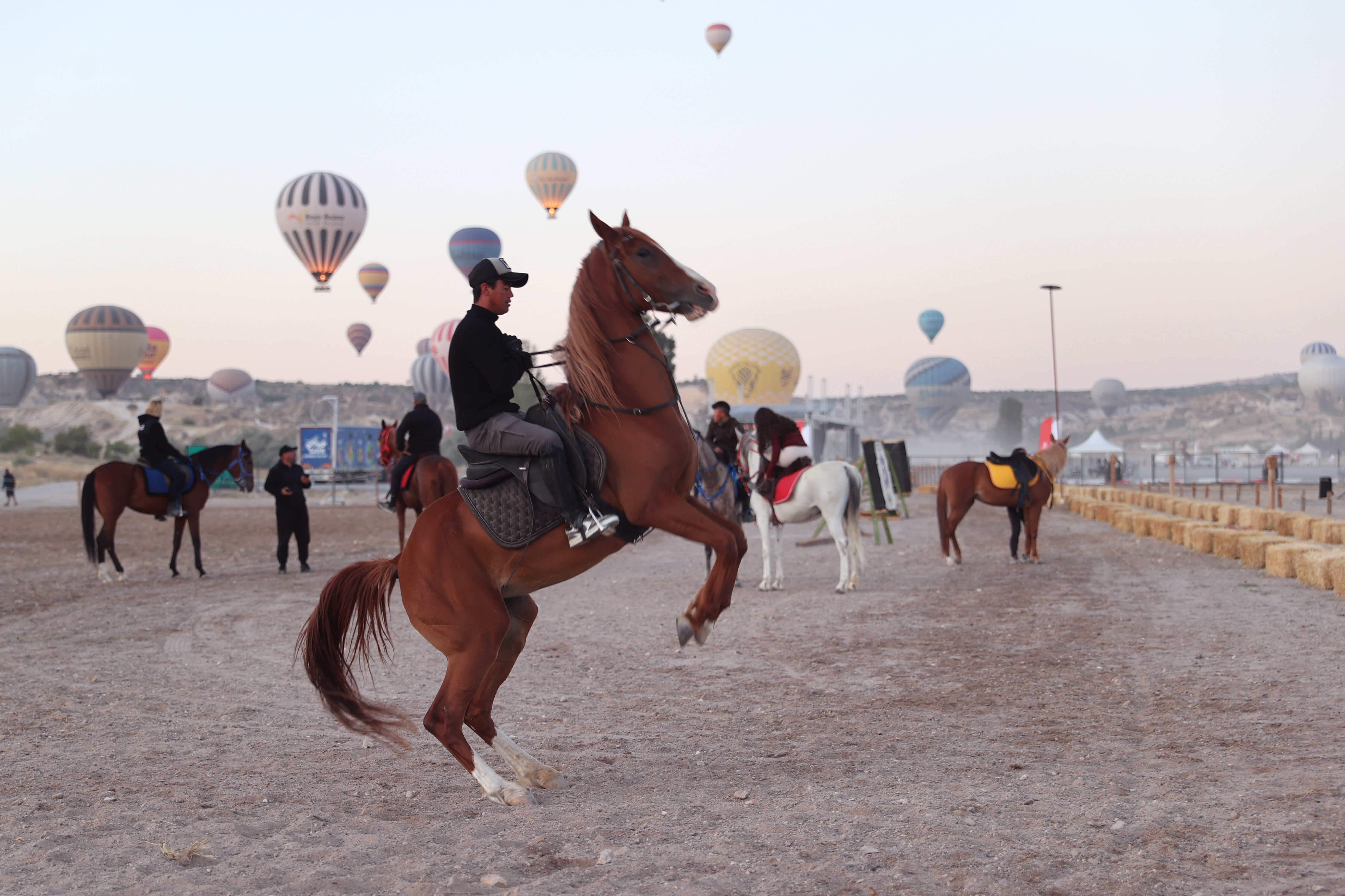'Kapadokya At ve Atçılık Kültürü Festivali'nde karayı atlar havayı balonlar süsledi