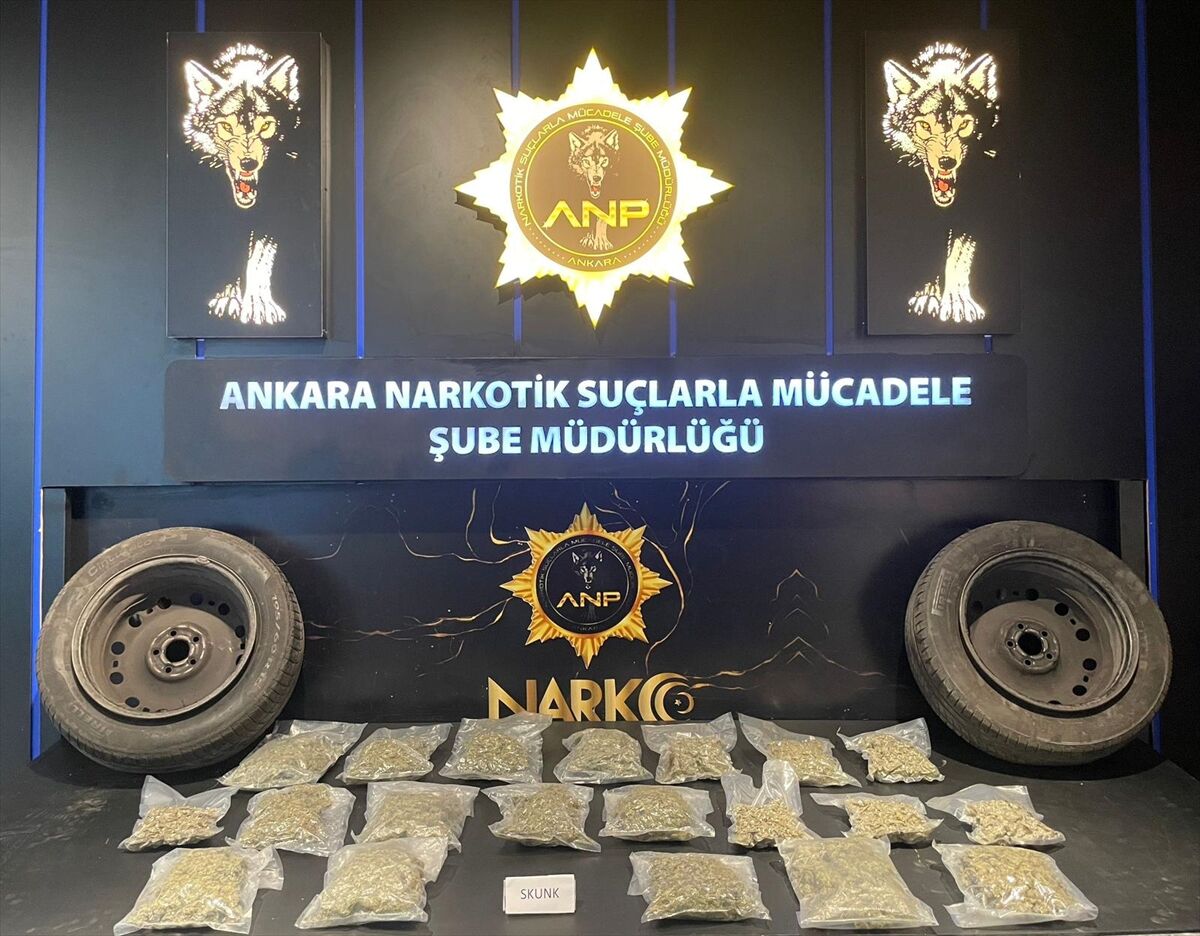 Ankara'da otomobilin yedek lastiklerine gizlenen uyuşturucuyu narkotik köpeği "İda" buldu