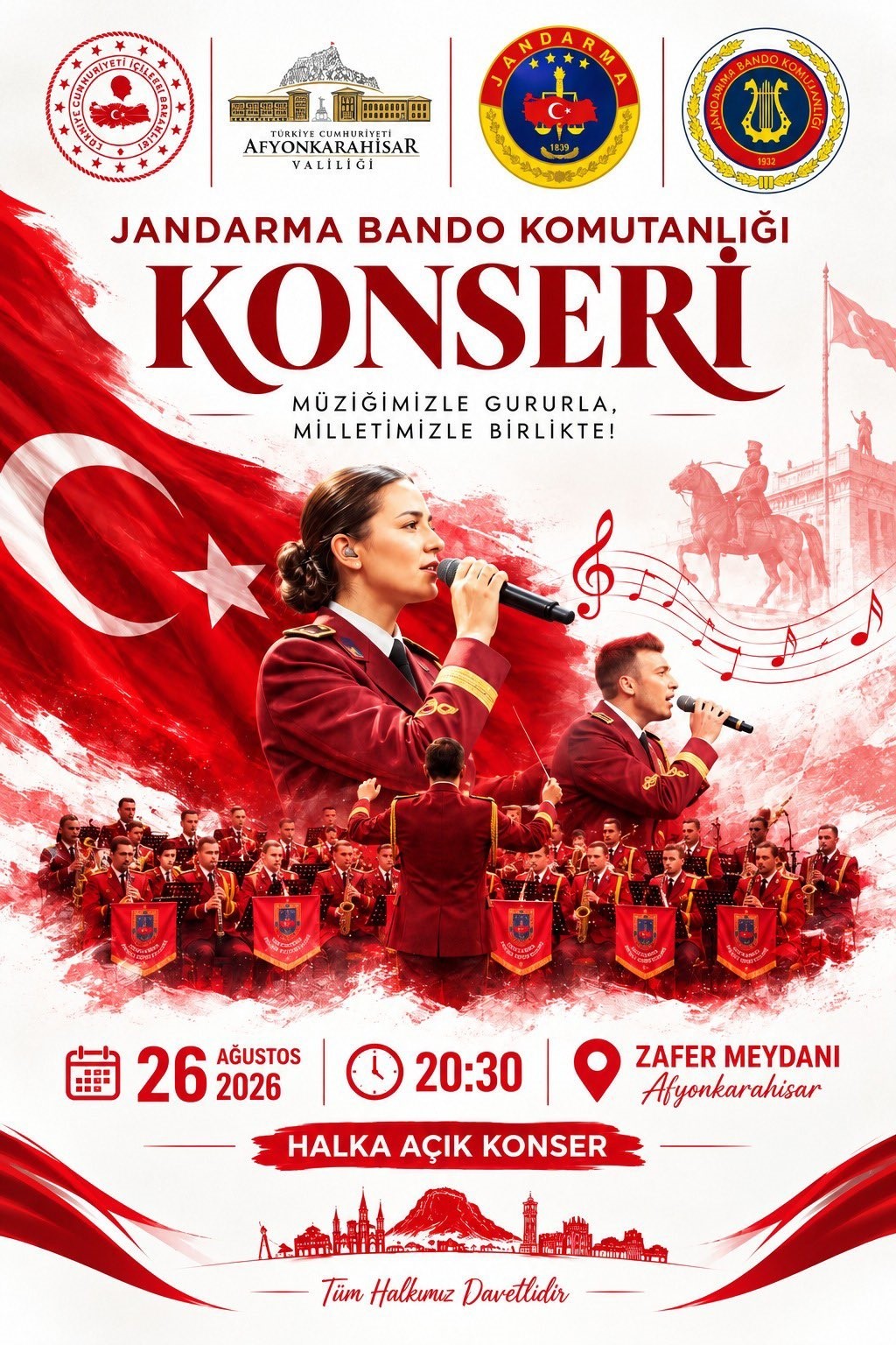Jandarma Genel Komutanlığı Bandosu Afyonkarahisar’da sahne alacak