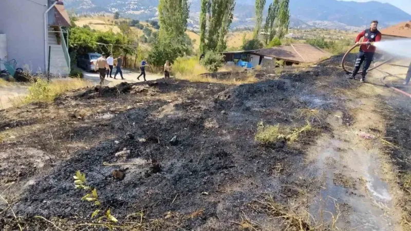 Emet’te ot yangını büyümeden söndürüldü