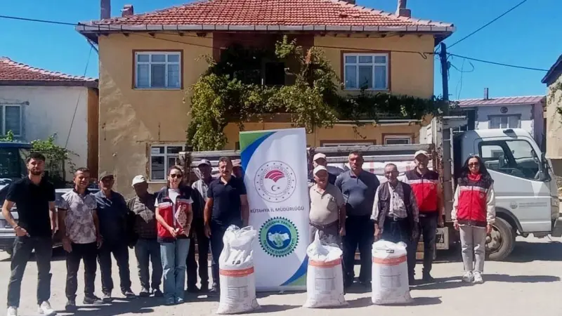Hisarcık Karbasan köyünde organik adaçayı üreticilerine gübre desteği